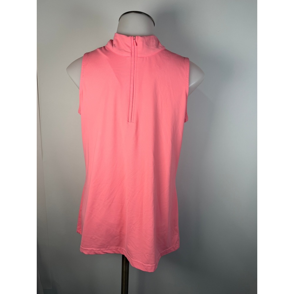 Lulu-B Womens Coral Pink Sleeveless Quarter Zip Mock Neck Golf Top XS